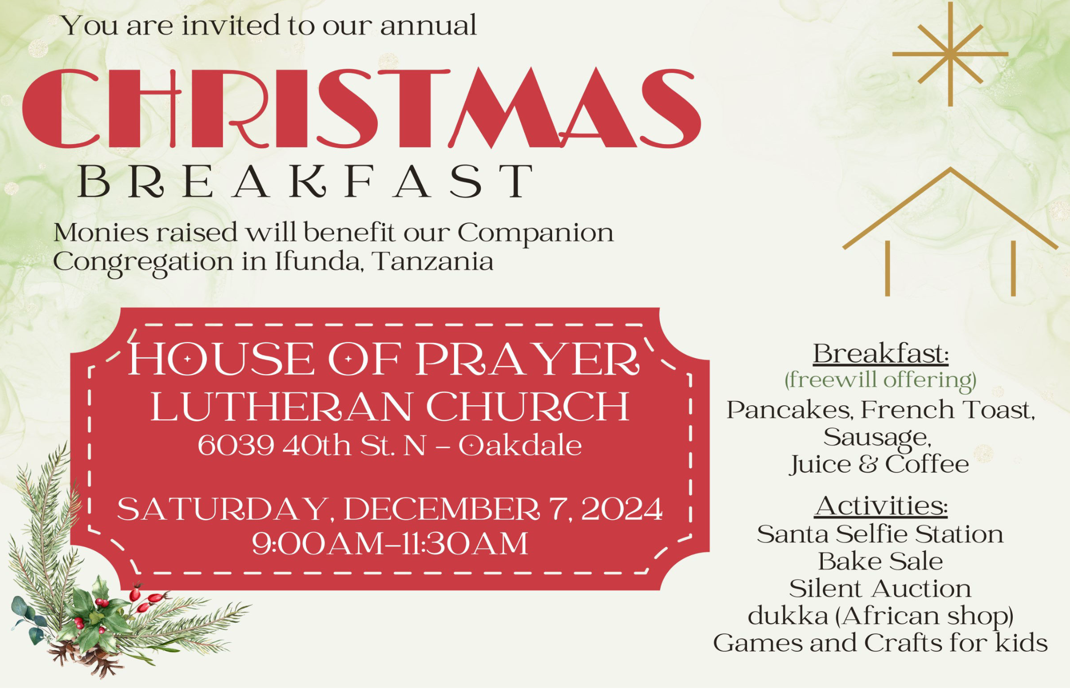 2024 Community Christmas Breakfast on December 7, 2024